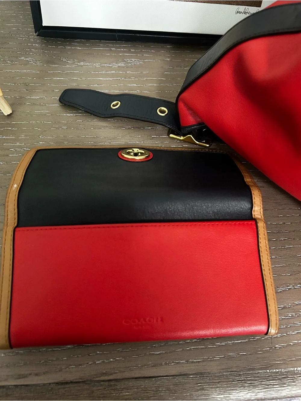 Coach Legacy Colorblock Leather Crossbody Bucket Bag, Matching Wallet, Vintage